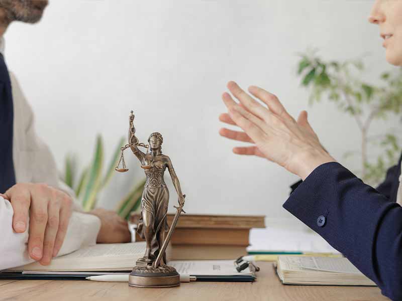 Avocate assistante en litige commerciale. Themis, statut de la justice sur le bureau